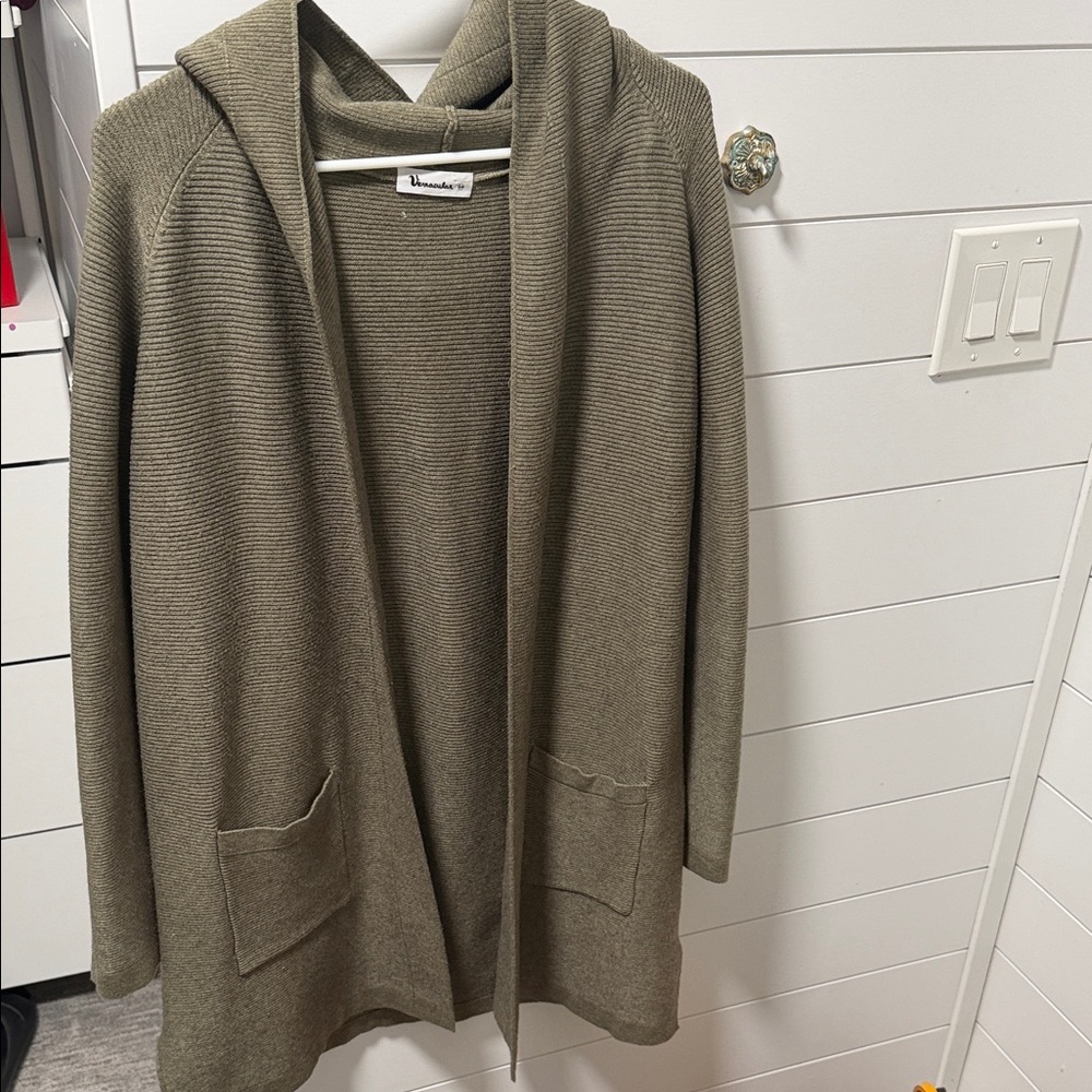 Cozy Olive Hooded Cardigan